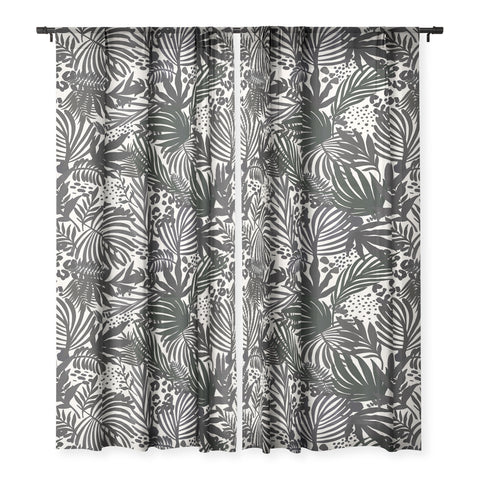 Marta Barragan Camarasa Wild abstract jungle on black Sheer Non Repeat