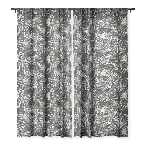 Marta Barragan Camarasa Wild abstract jungle on black Sheer Window Curtain