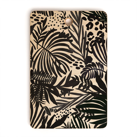 Marta Barragan Camarasa Wild abstract jungle on black Cutting Board Rectangle