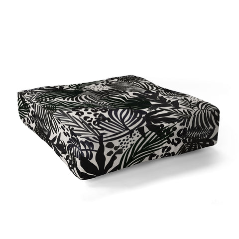 Marta Barragan Camarasa Wild abstract jungle on black Floor Pillow Square