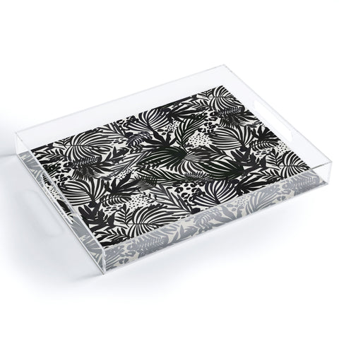 Marta Barragan Camarasa Wild abstract jungle on black Acrylic Tray