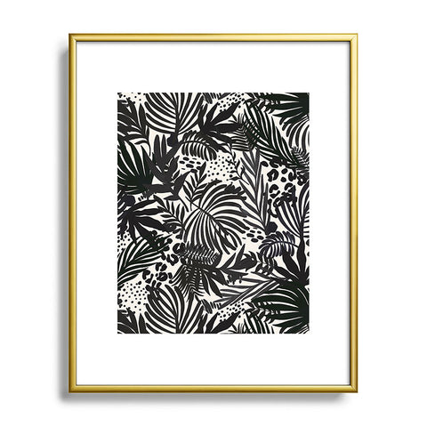 Marta Barragan Camarasa Wild abstract jungle on black Metal Framed Art Print