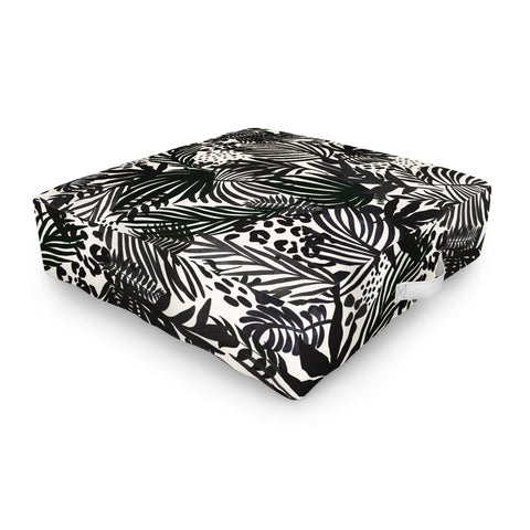 Marta Barragan Camarasa Wild abstract jungle on black Outdoor Floor Cushion