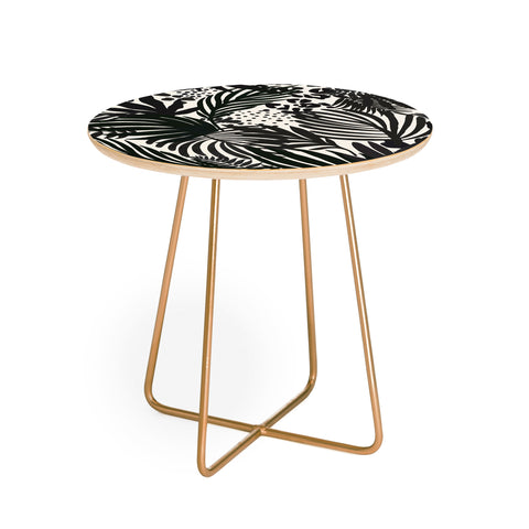 Marta Barragan Camarasa Wild abstract jungle on black Round Side Table