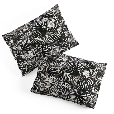 Marta Barragan Camarasa Wild abstract jungle on black Pillow Shams