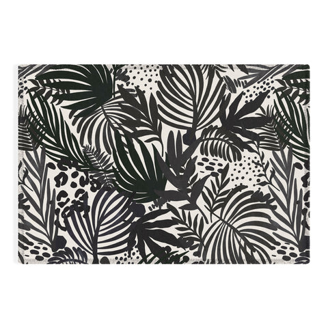 Marta Barragan Camarasa Wild abstract jungle on black Outdoor Rug