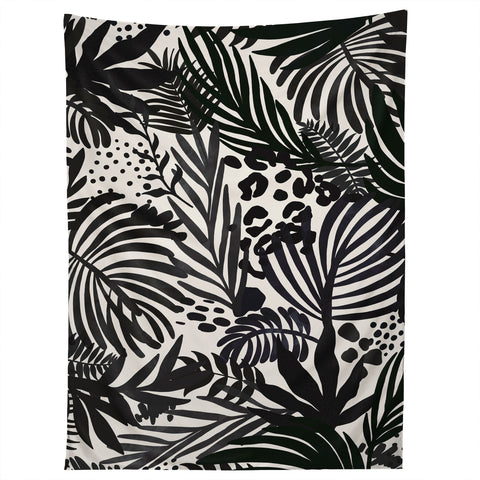 Marta Barragan Camarasa Wild abstract jungle on black Tapestry