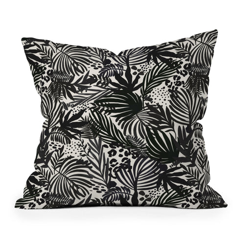 Marta Barragan Camarasa Wild abstract jungle on black Throw Pillow