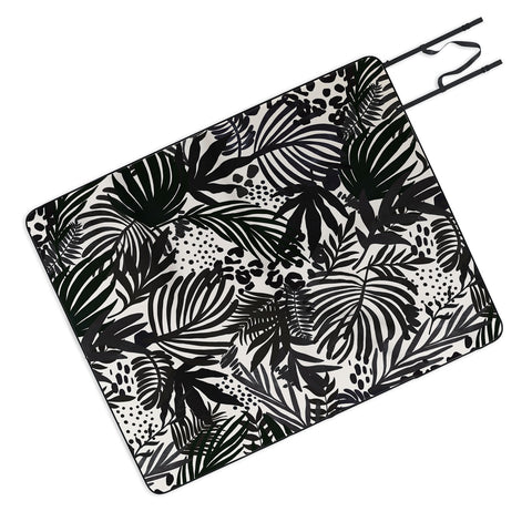 Marta Barragan Camarasa Wild abstract jungle on black Picnic Blanket