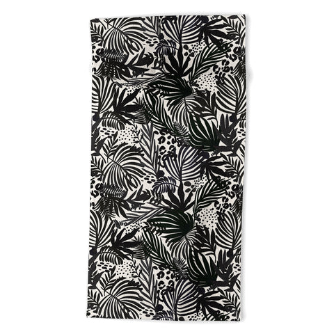 Marta Barragan Camarasa Wild abstract jungle on black Beach Towel
