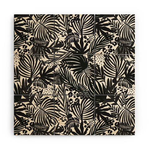 Marta Barragan Camarasa Wild abstract jungle on black Wood Wall Mural