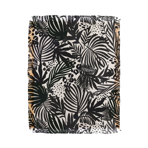 Marta Barragan Camarasa Wild abstract jungle on black Throw Blanket