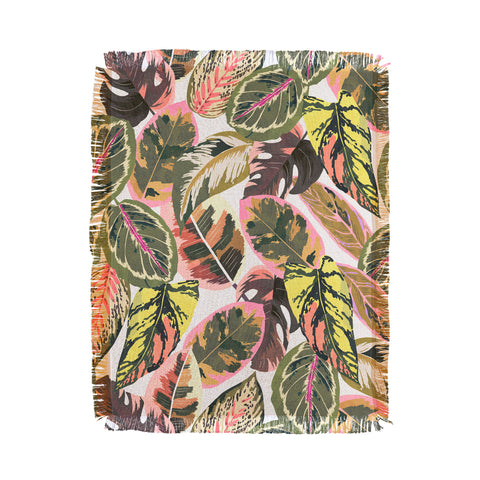 Marta Barragan Camarasa Wild jungle botanical leaves 6 Throw Blanket