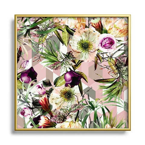 Marta Barragan Camarasa Wild vintage bloom in geometric Square Metal Framed Art Print