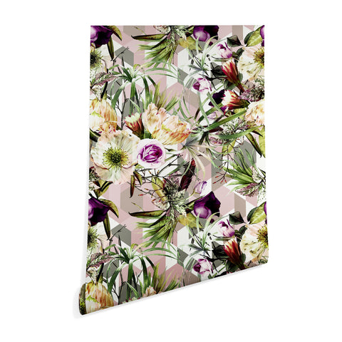 Marta Barragan Camarasa Wild vintage bloom in geometric Wallpaper
