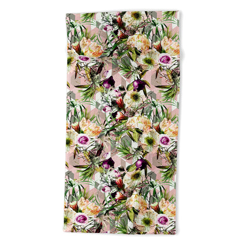 Marta Barragan Camarasa Wild vintage bloom in geometric Beach Towel