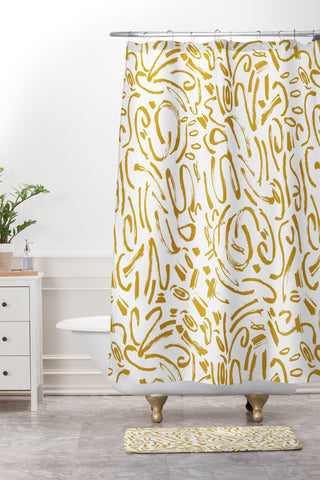 Marta Barragan Camarasa Wildness abstract brushstrokes Shower Curtain And Mat