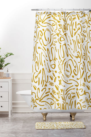 Marta Barragan Camarasa Wildness abstract brushstrokes Shower Curtain And Mat