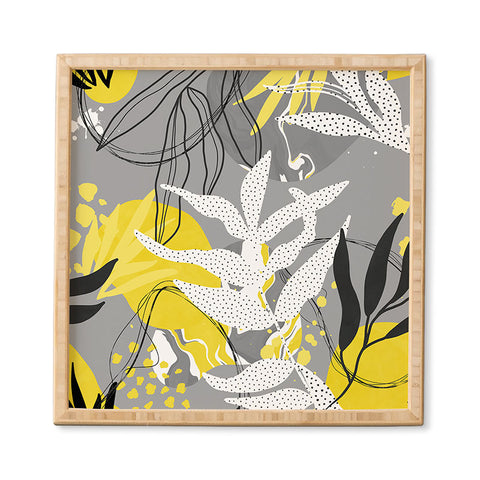 Marta Barragan Camarasa Yellow gray tropical abstract Framed Wall Art