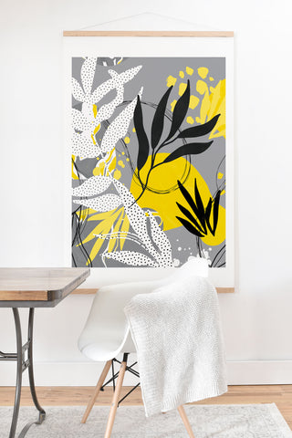 Marta Barragan Camarasa Yellow gray tropical abstract Art Print And Hanger