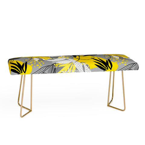 Marta Barragan Camarasa Yellow gray tropical abstract Bench