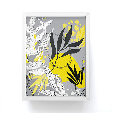 Marta Barragan Camarasa Yellow gray tropical abstract Framed Mini Art Print