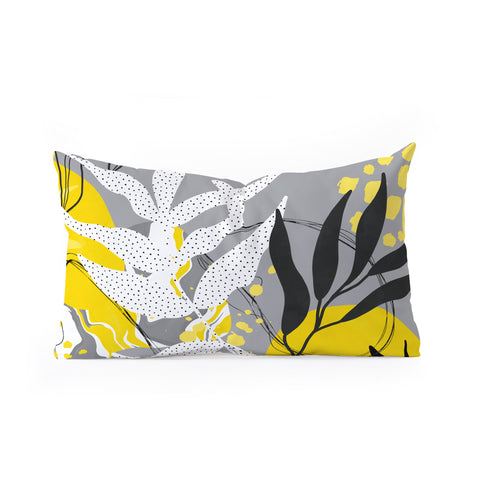 Marta Barragan Camarasa Yellow gray tropical abstract Oblong Throw Pillow