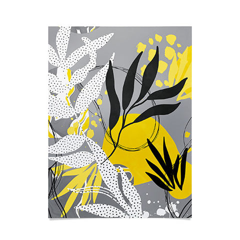 Marta Barragan Camarasa Yellow gray tropical abstract Poster