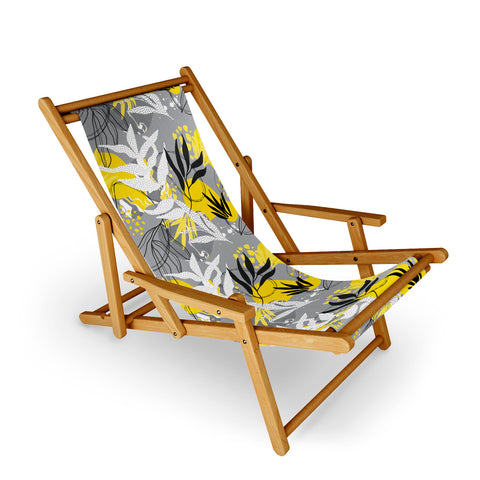 Marta Barragan Camarasa Yellow gray tropical abstract Sling Chair