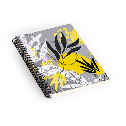 Marta Barragan Camarasa Yellow gray tropical abstract Spiral Notebook
