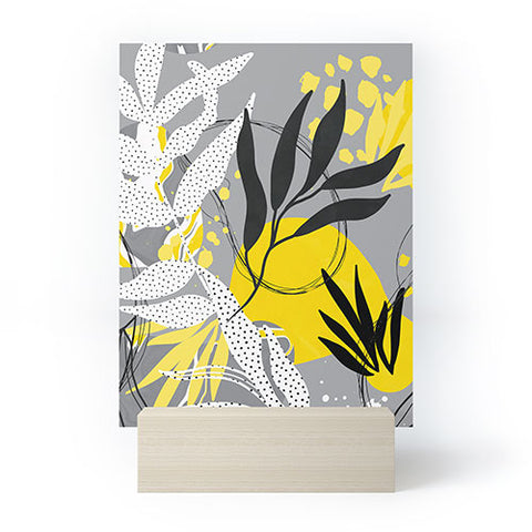 Marta Barragan Camarasa Yellow gray tropical abstract Mini Art Print