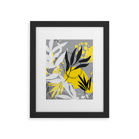 Marta Barragan Camarasa Yellow gray tropical abstract Framed Art Print