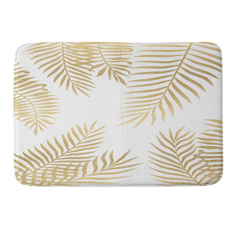 Marta Olga Klara Gold palm leaves Memory Foam Bath Mat