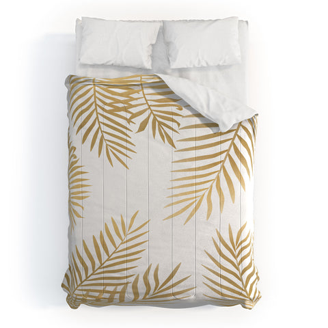 Marta Olga Klara Gold palm leaves Comforter