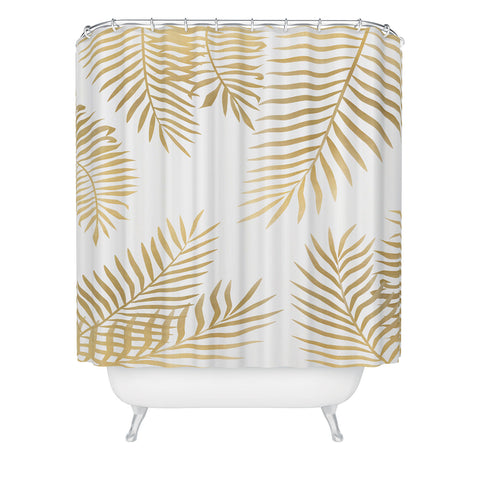Marta Olga Klara Gold palm leaves Shower Curtain