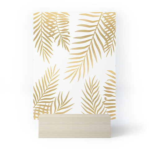 Marta Olga Klara Gold palm leaves Mini Art Print