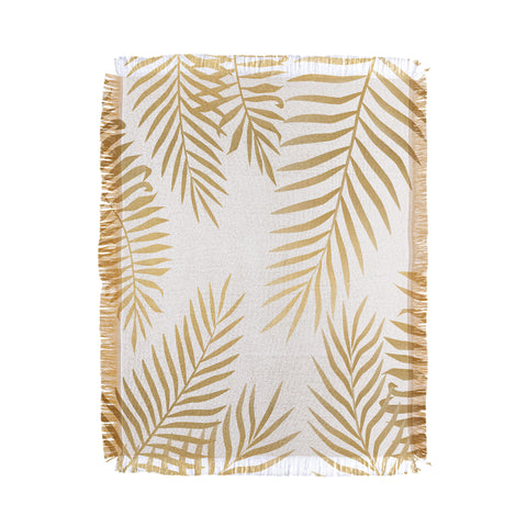 Marta Olga Klara Gold palm leaves Throw Blanket
