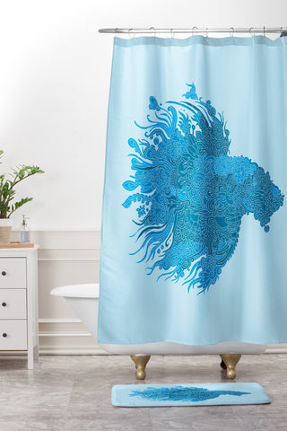 Martin Bunyi Beta Blue Shower Curtain And Mat