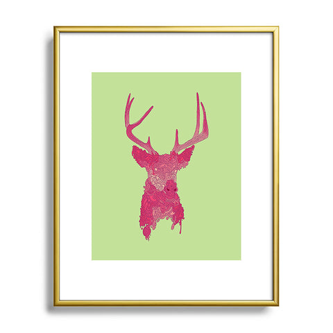 Martin Bunyi Deerhead Pink Metal Framed Art Print