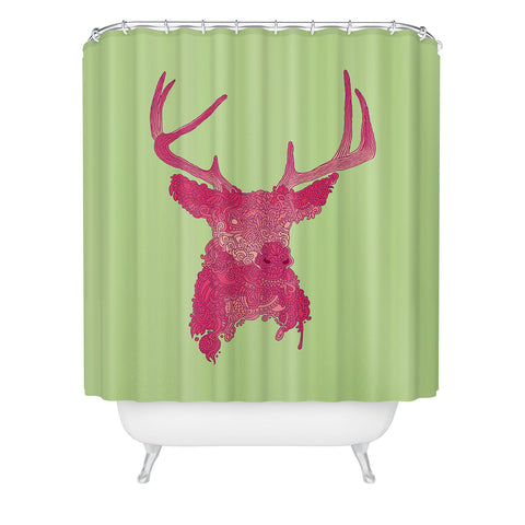 Martin Bunyi Deerhead Pink Shower Curtain