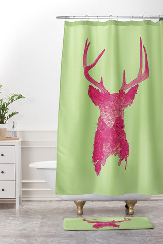 Martin Bunyi Deerhead Pink Shower Curtain And Mat