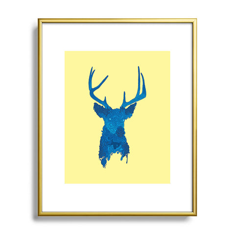 Martin Bunyi Deerhead Yellow Metal Framed Art Print