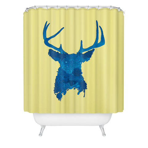 Martin Bunyi Deerhead Yellow Shower Curtain