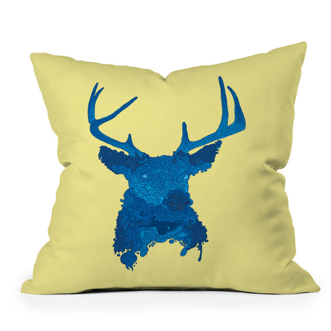 Martin Bunyi Deerhead Yellow Throw Pillow