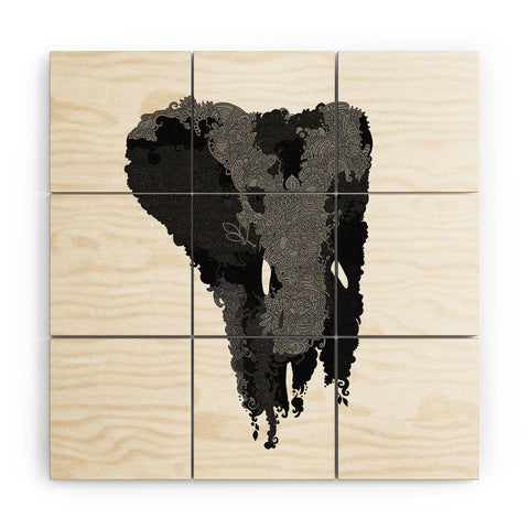 Martin Bunyi Elephant Gray Wood Wall Mural
