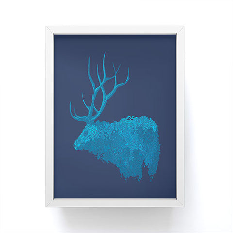 Martin Bunyi Elk Blue Framed Mini Art Print