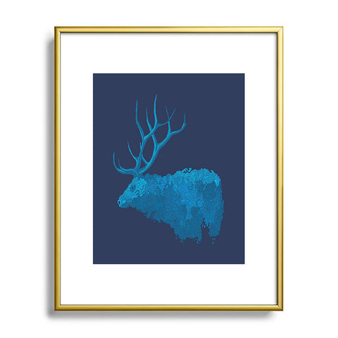 Martin Bunyi Elk Blue Metal Framed Art Print