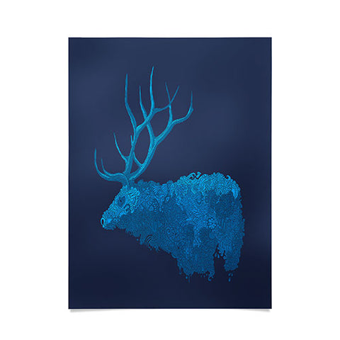 Martin Bunyi Elk Blue Poster