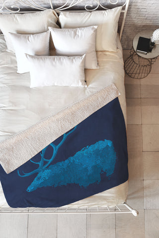 Martin Bunyi Elk Blue Fleece Throw Blanket