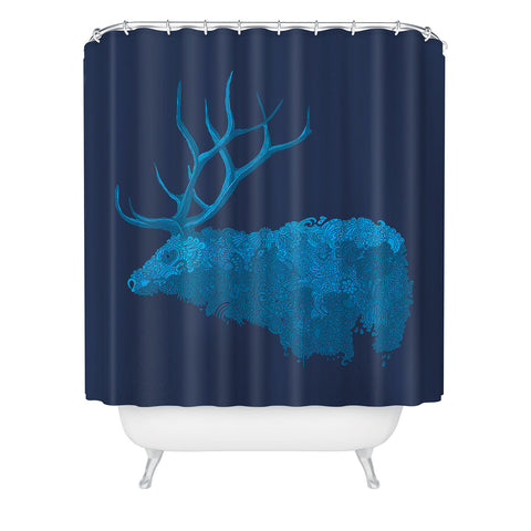 Martin Bunyi Elk Blue Shower Curtain